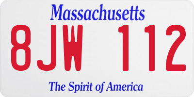 MA license plate 8JW112