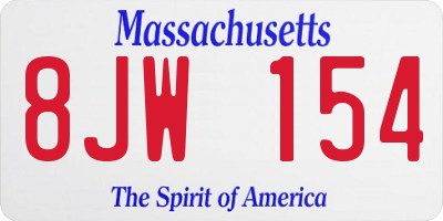 MA license plate 8JW154