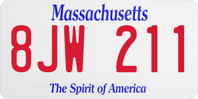 MA license plate 8JW211