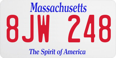 MA license plate 8JW248