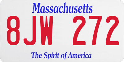 MA license plate 8JW272