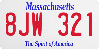 MA license plate 8JW321