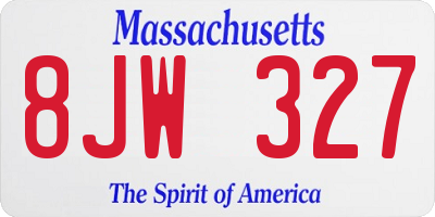 MA license plate 8JW327