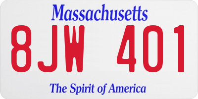MA license plate 8JW401