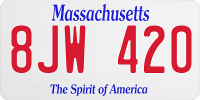 MA license plate 8JW420