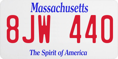 MA license plate 8JW440