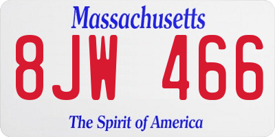 MA license plate 8JW466