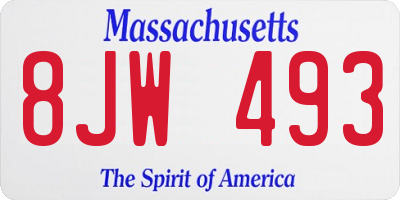 MA license plate 8JW493