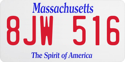 MA license plate 8JW516