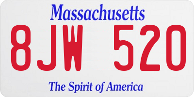 MA license plate 8JW520
