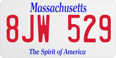 MA license plate 8JW529