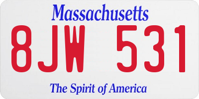 MA license plate 8JW531