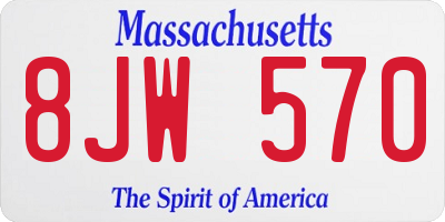 MA license plate 8JW570