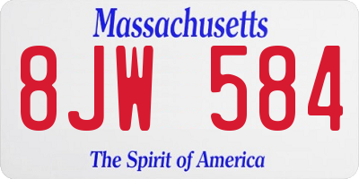 MA license plate 8JW584