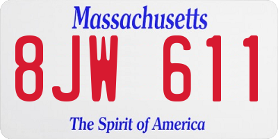 MA license plate 8JW611