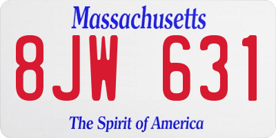 MA license plate 8JW631