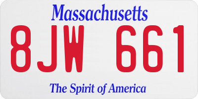 MA license plate 8JW661