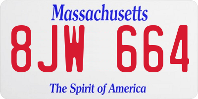 MA license plate 8JW664