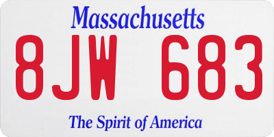 MA license plate 8JW683