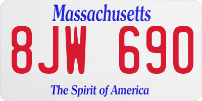 MA license plate 8JW690