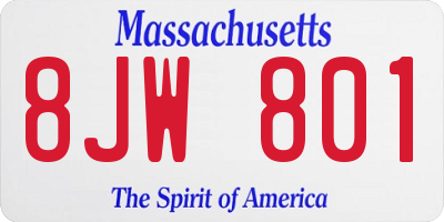 MA license plate 8JW801
