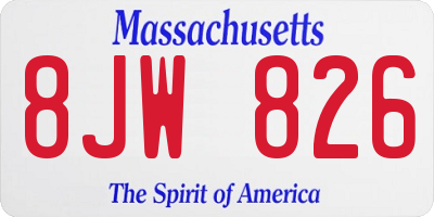 MA license plate 8JW826