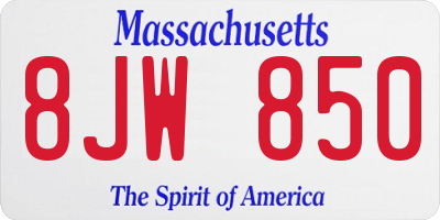 MA license plate 8JW850