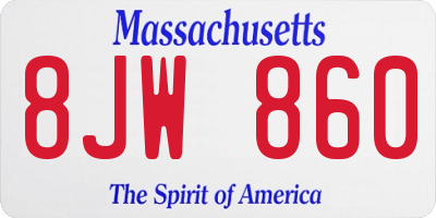 MA license plate 8JW860