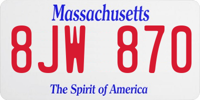 MA license plate 8JW870