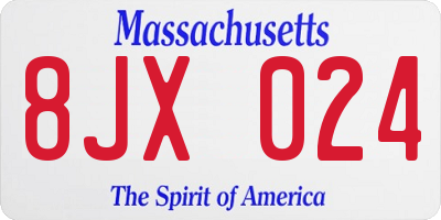 MA license plate 8JX024