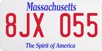 MA license plate 8JX055