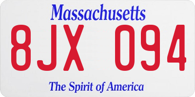 MA license plate 8JX094