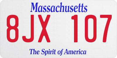 MA license plate 8JX107