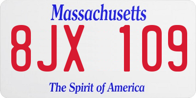 MA license plate 8JX109