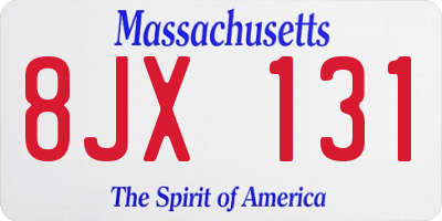 MA license plate 8JX131