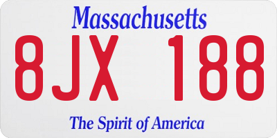 MA license plate 8JX188