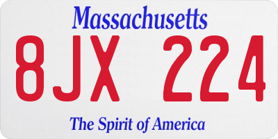 MA license plate 8JX224