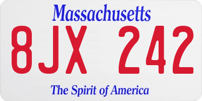 MA license plate 8JX242