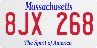 MA license plate 8JX268