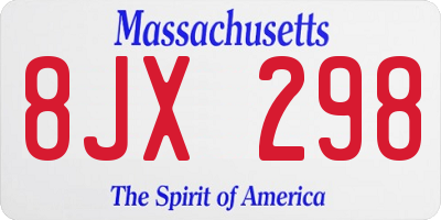MA license plate 8JX298