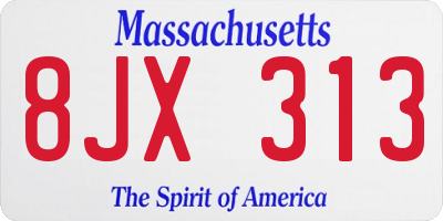 MA license plate 8JX313