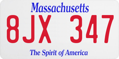 MA license plate 8JX347