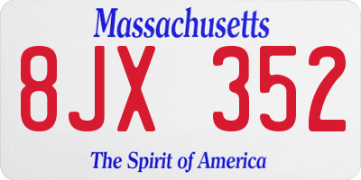 MA license plate 8JX352