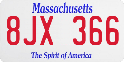 MA license plate 8JX366
