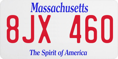 MA license plate 8JX460