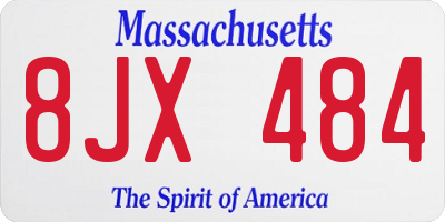 MA license plate 8JX484