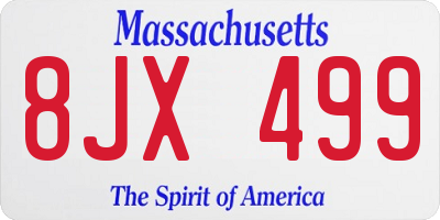 MA license plate 8JX499