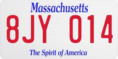 MA license plate 8JY014