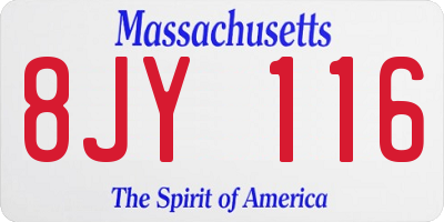 MA license plate 8JY116