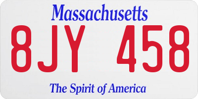 MA license plate 8JY458